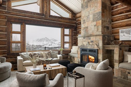 Stone Fireplace in Living Room