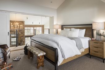 Bright and spacious loft bedroom at The Nest in Jackson Hole.