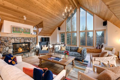 River Rock Fireplace