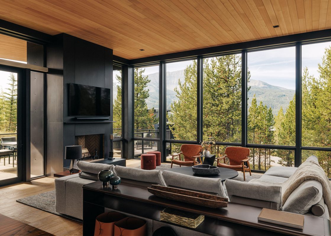 Six-bedroom private home living area with view