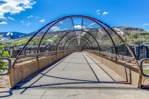 A Short Walk over the Pedestrian Bridge to Lionshead and the Lifts