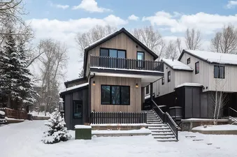Exterior of Maison Cornet in winter
