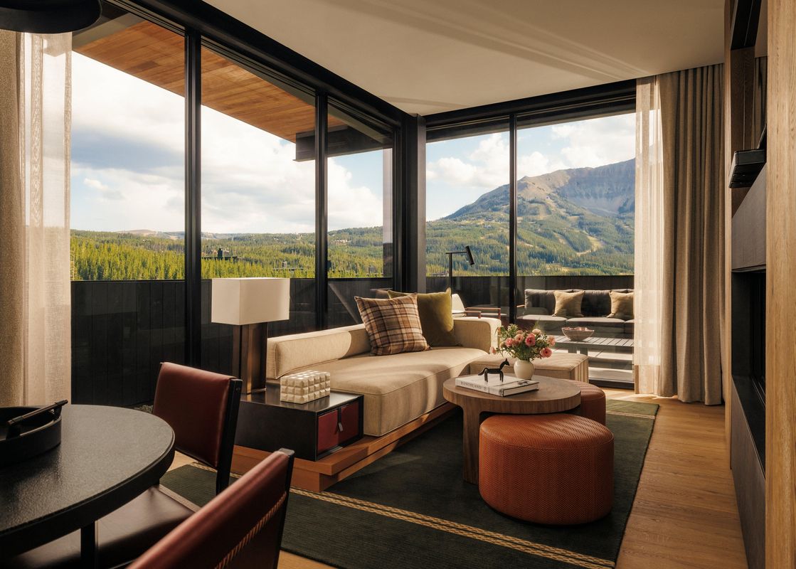 Wide view of the king suite living area at One&Only Moonlight Basin