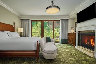 The Montage Deer Valley Accessible Resort View King Suite with Fire Pit offers a cozy and luxurious stay.