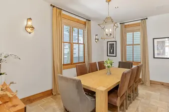 Dining area with table for group meals