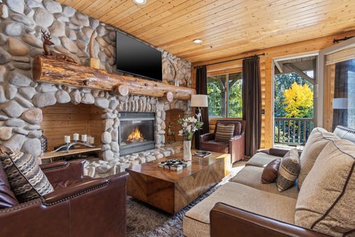 River Rock Fireplace