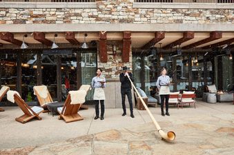 Live Alphorn performance on Timber Room terrace