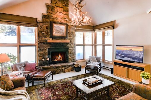 Stone fireplace