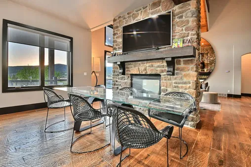 Fireplace in Living Room and Kitchen