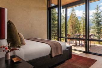 Primary bedroom in the Two Bedroom Cabin at One&Only Moonlight Basin.