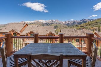 Breathtaking mountain views from the balcony of Villas At Tristant 203.