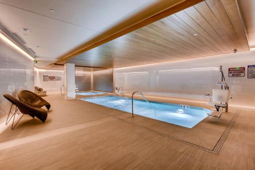 Indoor saline pool with swim jet and indoor saline hot tub