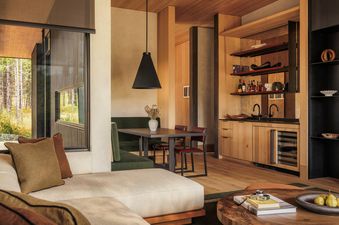 Living and dining area in the Two Bedroom Cabin at One&Only Moonlight Basin.