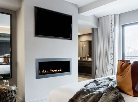 Bridger Suite living area with fireplace