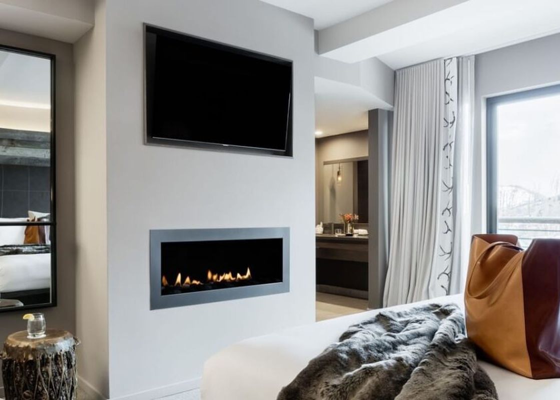 Bridger Suite living area with fireplace