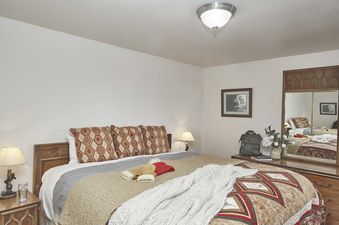 Cozy bedroom in the Gros Ventre B10 unit.