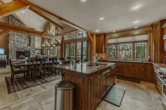 The Mont Vista Chateau features a gourmet kitchen with high-end appliances and custom cabinetry.
