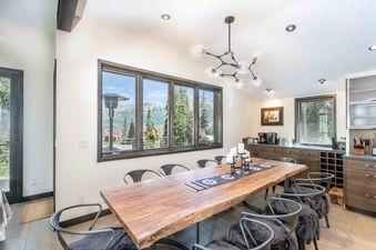 The Canyon View Escape's dining area is elegantly designed.