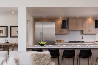 The Ethereal Lodge boasts an open-concept living and kitchen area.